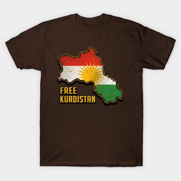 Free Kurdistan. Kurdish Map, Kurdistan Flag, Kurdish T-Shirt by Jakavonis